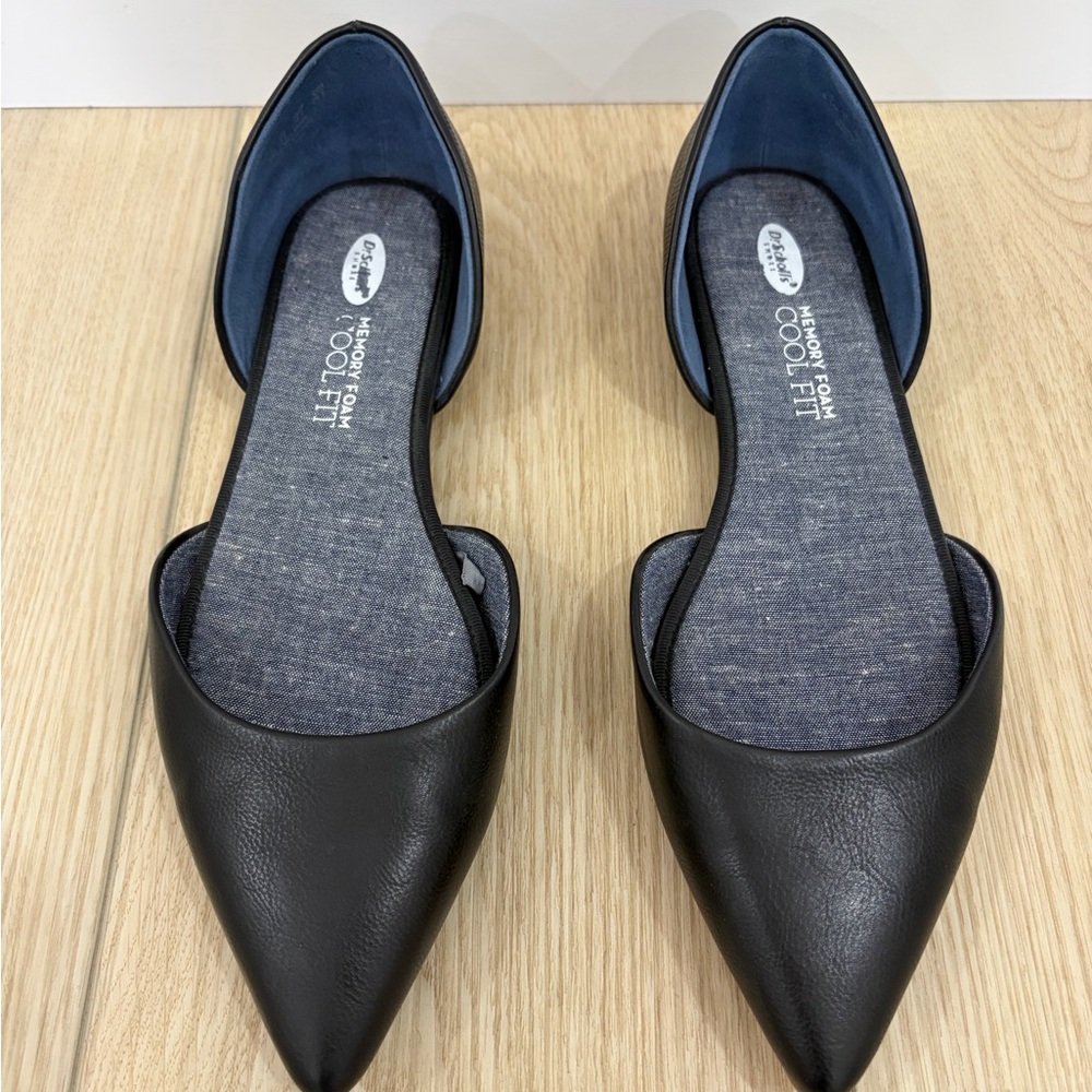 Dr. Scholl's wMemory Foam Cool Fit Perforated Comfort Flats Black Pointed Toe 8
